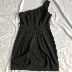 Black one shoulder dress with belt loops